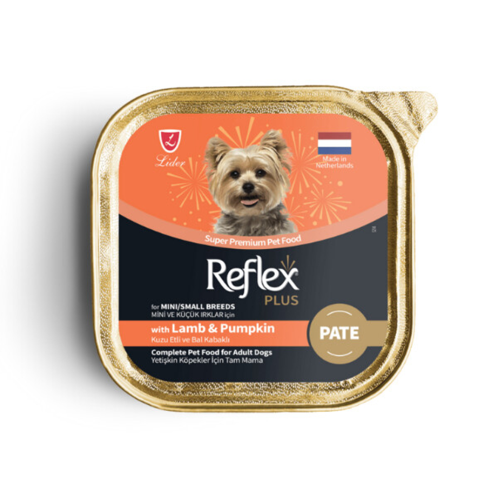 Reflex Plus Me Pjesë Buke dhe Qengji për Qentë e Vegjël të Rritur 85gr