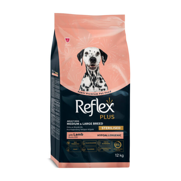 Reflex Plus Hipoalergjik Mënyrë Qengji për Qentë e Rritur të Mesëm dhe të Madh të Sterilizuar 12kg