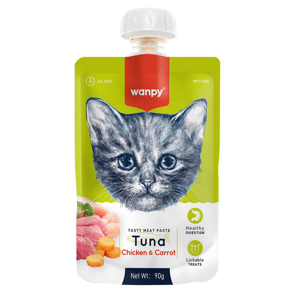 Wanpy Peshk Ton me Pulë dhe Karotë për Macet 90gr