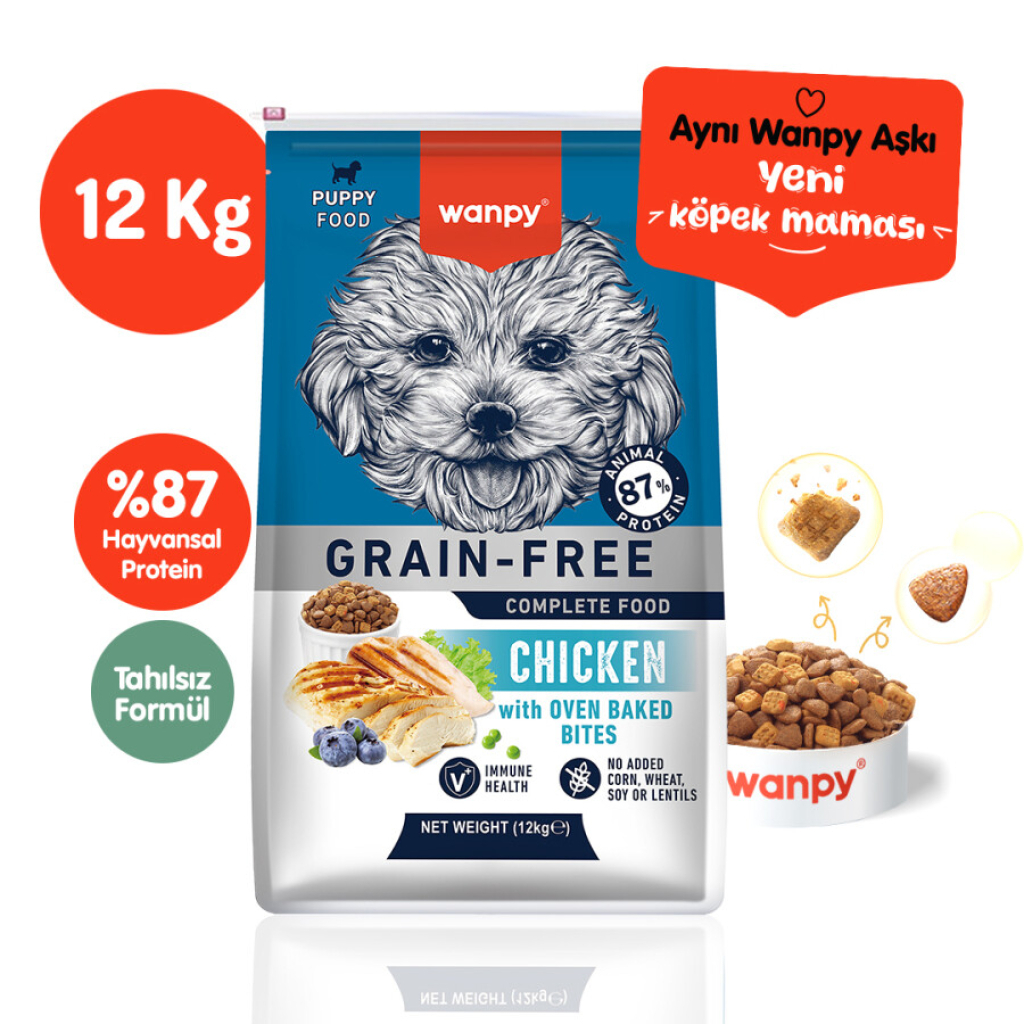 Wanpy Ushqim për Këlyshë pa Grurë me Pulë 12kg