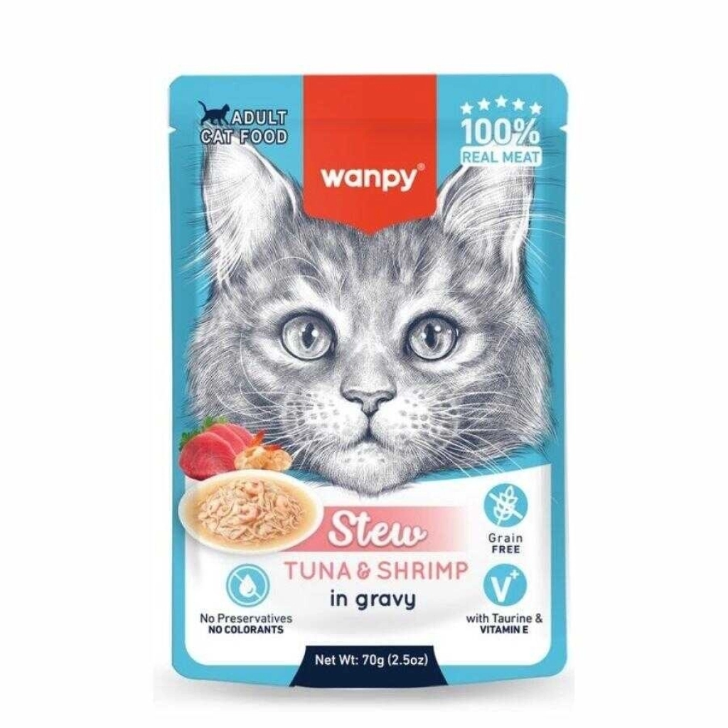 Wanpy Stew Sos me Ton dhe Karides për Macet e Rritura 70gr