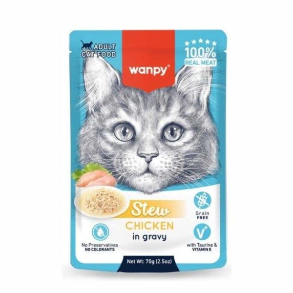 Wanpy Stew me Sos të Pulës për Kafshët e Rritura 70gr