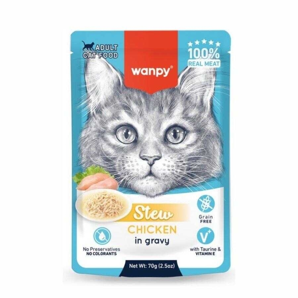 Wanpy Stew me Sos të Pulës për Kafshët e Rritura 70gr