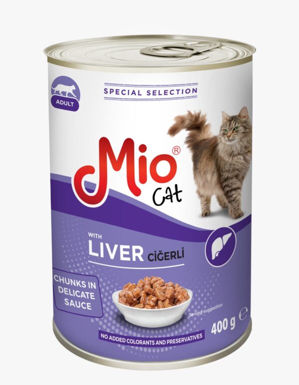 Ushqim i lagësht - Mio 400 gr Mace - me mëlçi